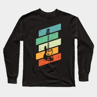 Vintage Style J-Style Bass Guitar Retro Colors Long Sleeve T-Shirt